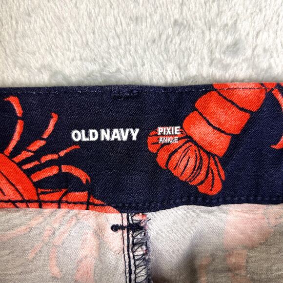 Old Navy Pixie Ankle Lobster Pants Women's 28 Navy Red Coastal Grandma - Picture 3 of 8